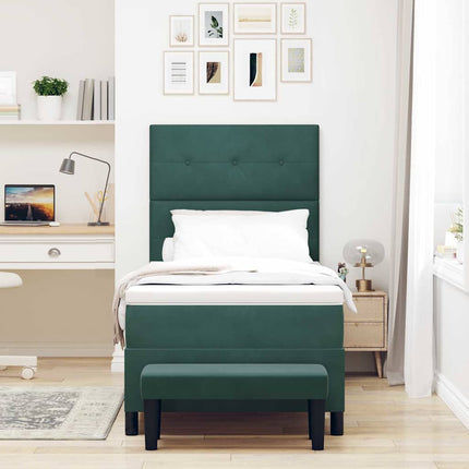 Box spring seng med hovedgærde Mørkegrøn 200 x 100 cm Fløjl