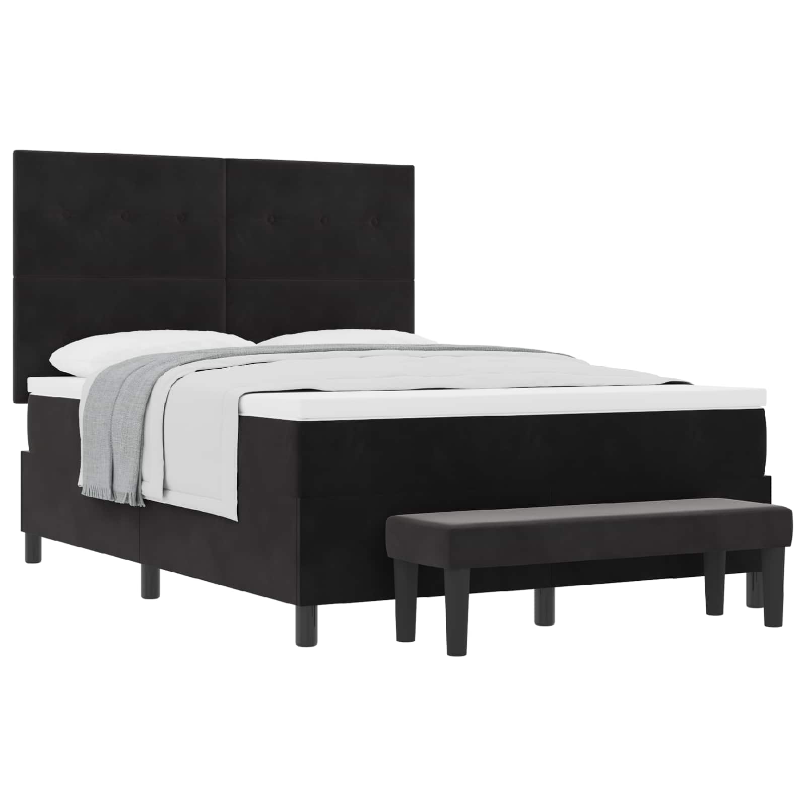 Box spring seng med hovedgærde Sort 190 x 140 cm Fløjl