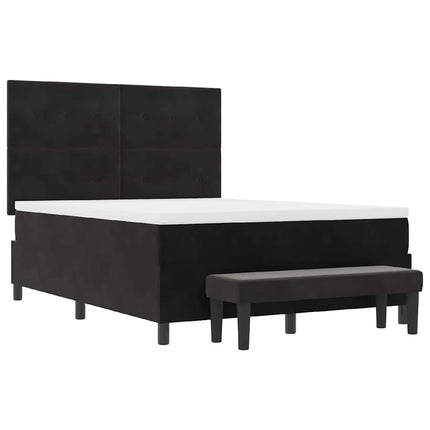 Box spring seng med hovedgærde Sort 190 x 140 cm Fløjl