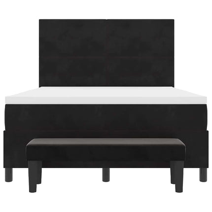 Box spring seng med hovedgærde Sort 190 x 140 cm Fløjl