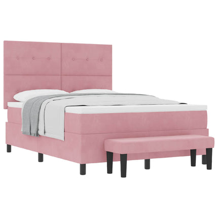 Box spring seng med pude Lyserød 190 x 140 cm Fløjl