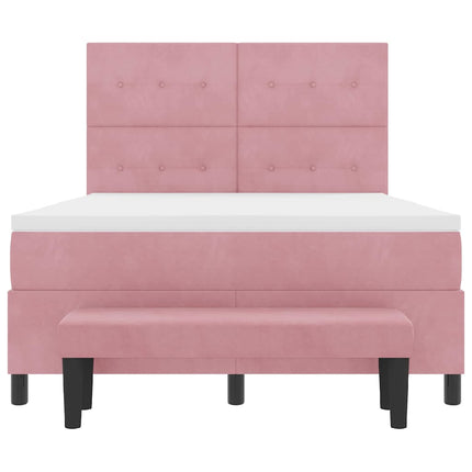Box spring seng med pude Lyserød 190 x 140 cm Fløjl
