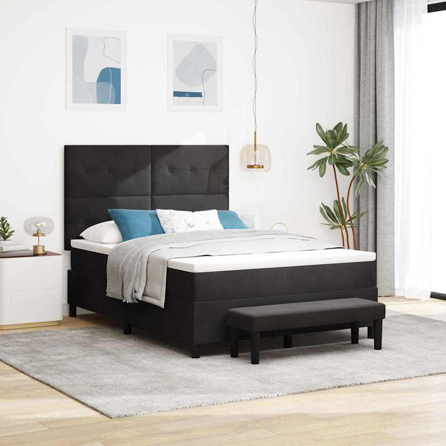 Box spring seng med pude med hovedgærde Sort 200 x 140 cm Fløjl
