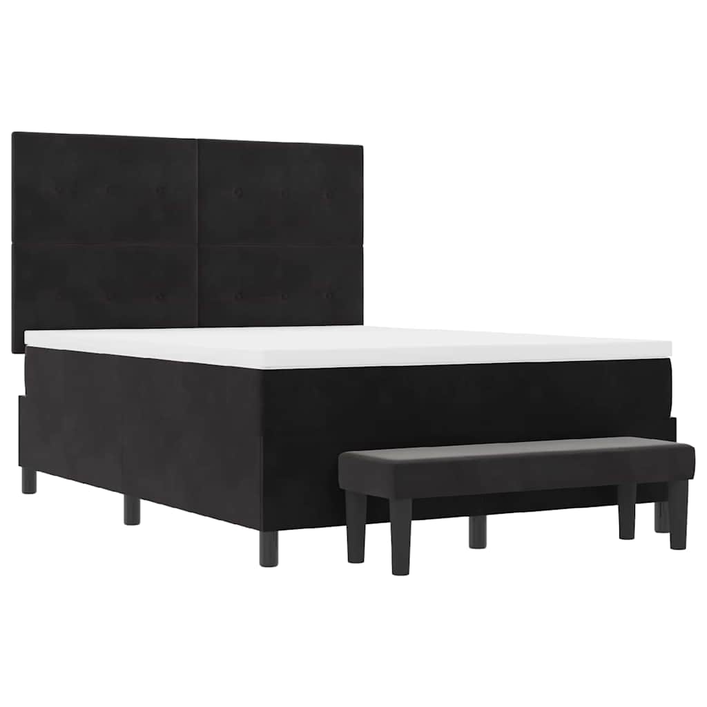 Box spring seng med pude med hovedgærde Sort 200 x 140 cm Fløjl