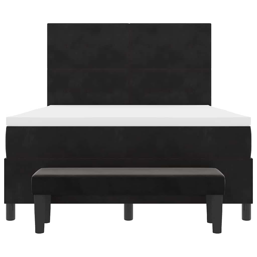 Box spring seng med pude med hovedgærde Sort 200 x 140 cm Fløjl