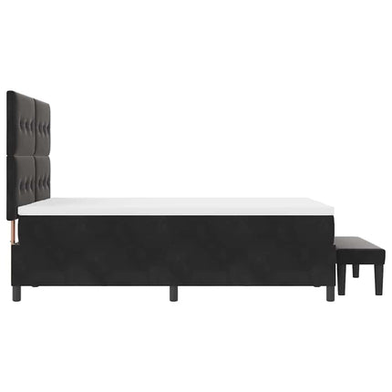 Box spring seng med pude med hovedgærde Sort 200 x 140 cm Fløjl