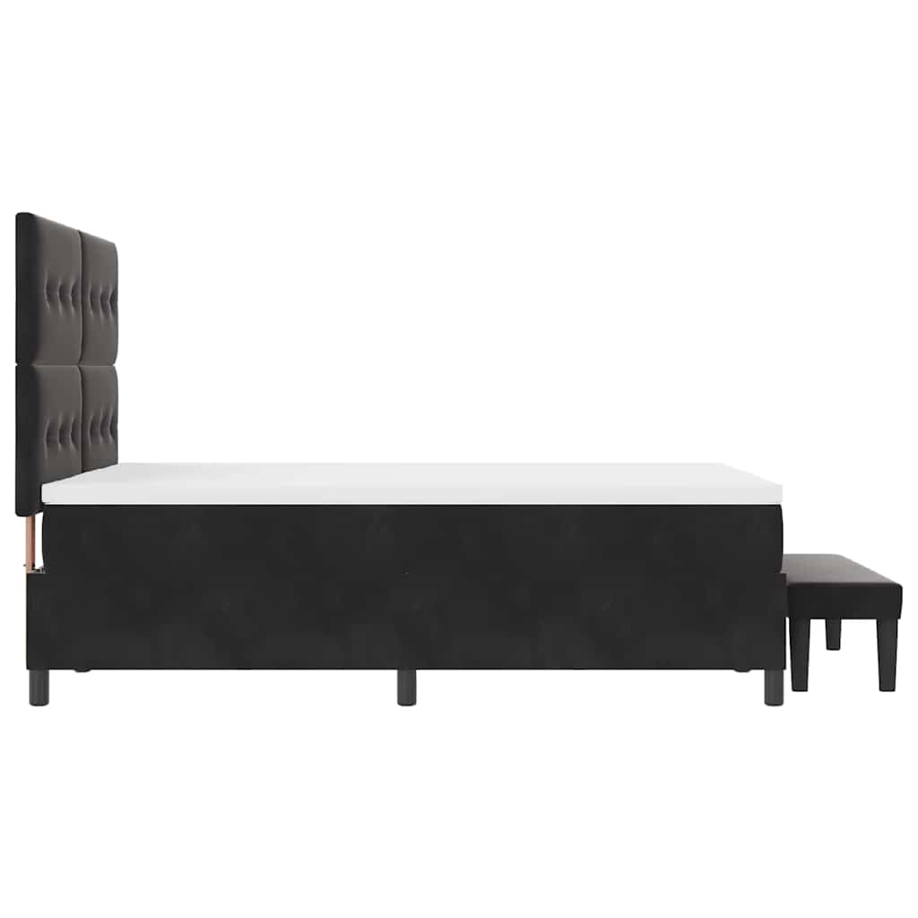 Box spring seng med pude med hovedgærde Sort 200 x 140 cm Fløjl