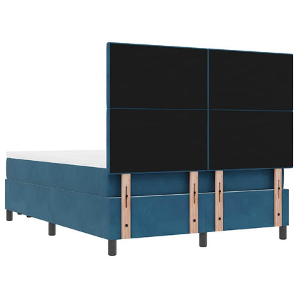 Box spring seng med hovedgærde Mørkeblå 200 x 140 cm Fløjl