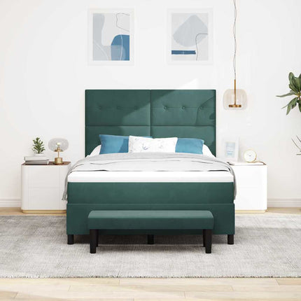 Box spring seng med hovedgærde Mørkegrøn 200 x 160 cm Fløjl