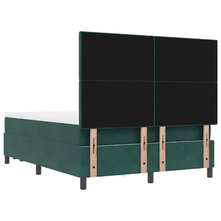 Box spring seng med hovedgærde Mørkegrøn 200 x 160 cm Fløjl