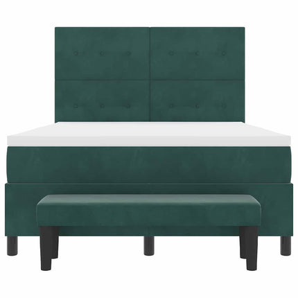 Box spring seng med hovedgærde Mørkegrøn 200 x 160 cm Fløjl