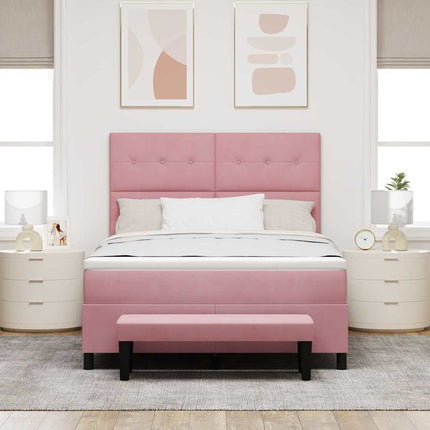 Box spring seng med hovedgærde Lyserød 200 x 160 cm Fløjl