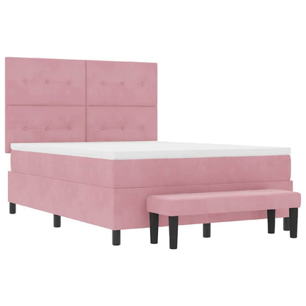 Box spring seng med hovedgærde Lyserød 200 x 160 cm Fløjl