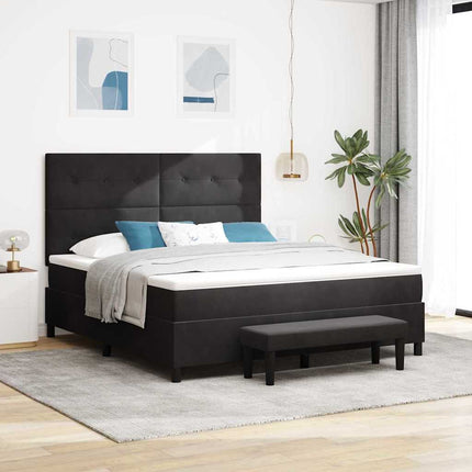 Box spring seng med hovedgærde Sort 200 x 180 cm Fløjl