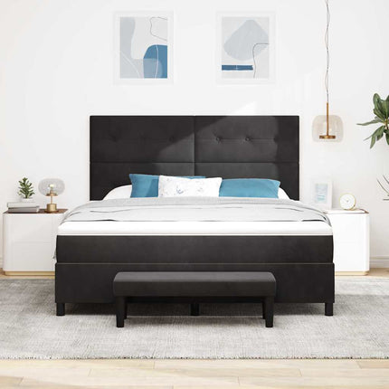 Box spring seng med hovedgærde Sort 200 x 180 cm Fløjl