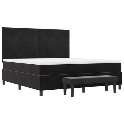 Box spring seng med hovedgærde Sort 200 x 180 cm Fløjl