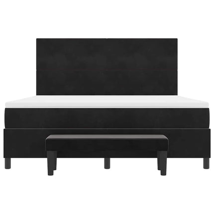 Box spring seng med hovedgærde Sort 200 x 180 cm Fløjl