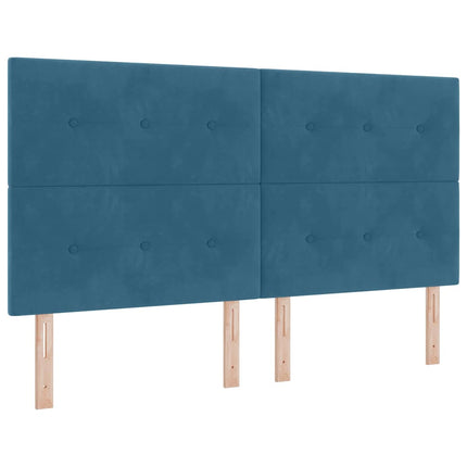 Box spring seng med hovedgærde Mørkeblå 200 x 180 cm Fløjl