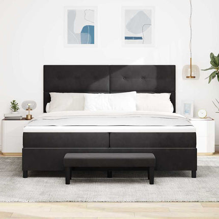 Box spring seng med hovedgærde Sort 200 x 200 cm Fløjl