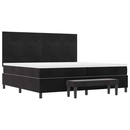 Box spring seng med hovedgærde Sort 200 x 200 cm Fløjl