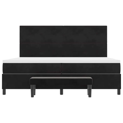 Box spring seng med hovedgærde Sort 200 x 200 cm Fløjl
