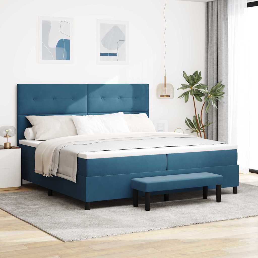 Box spring seng med hovedgrde Mrkebl 200 x 200 cm Fljl