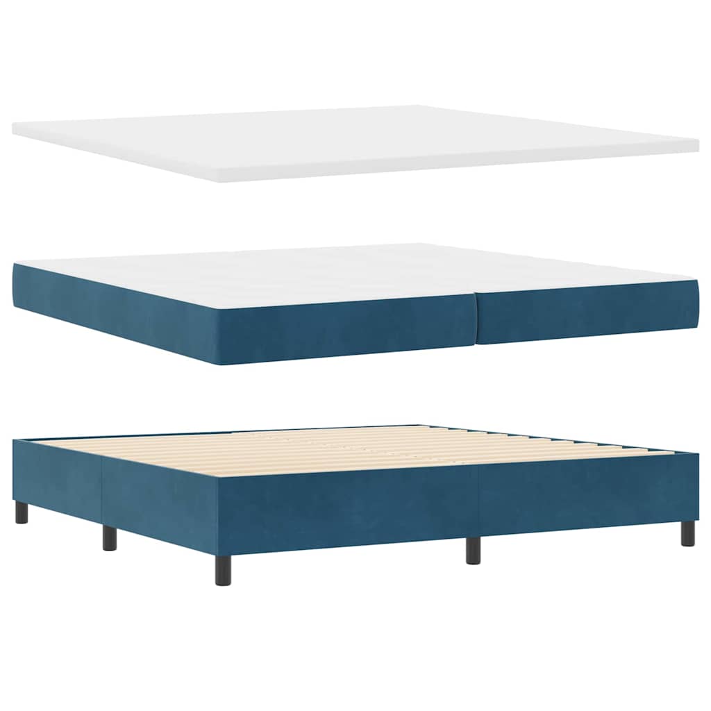 Box spring seng med madras Mørkeblå 200 x 200 cm Fløjl