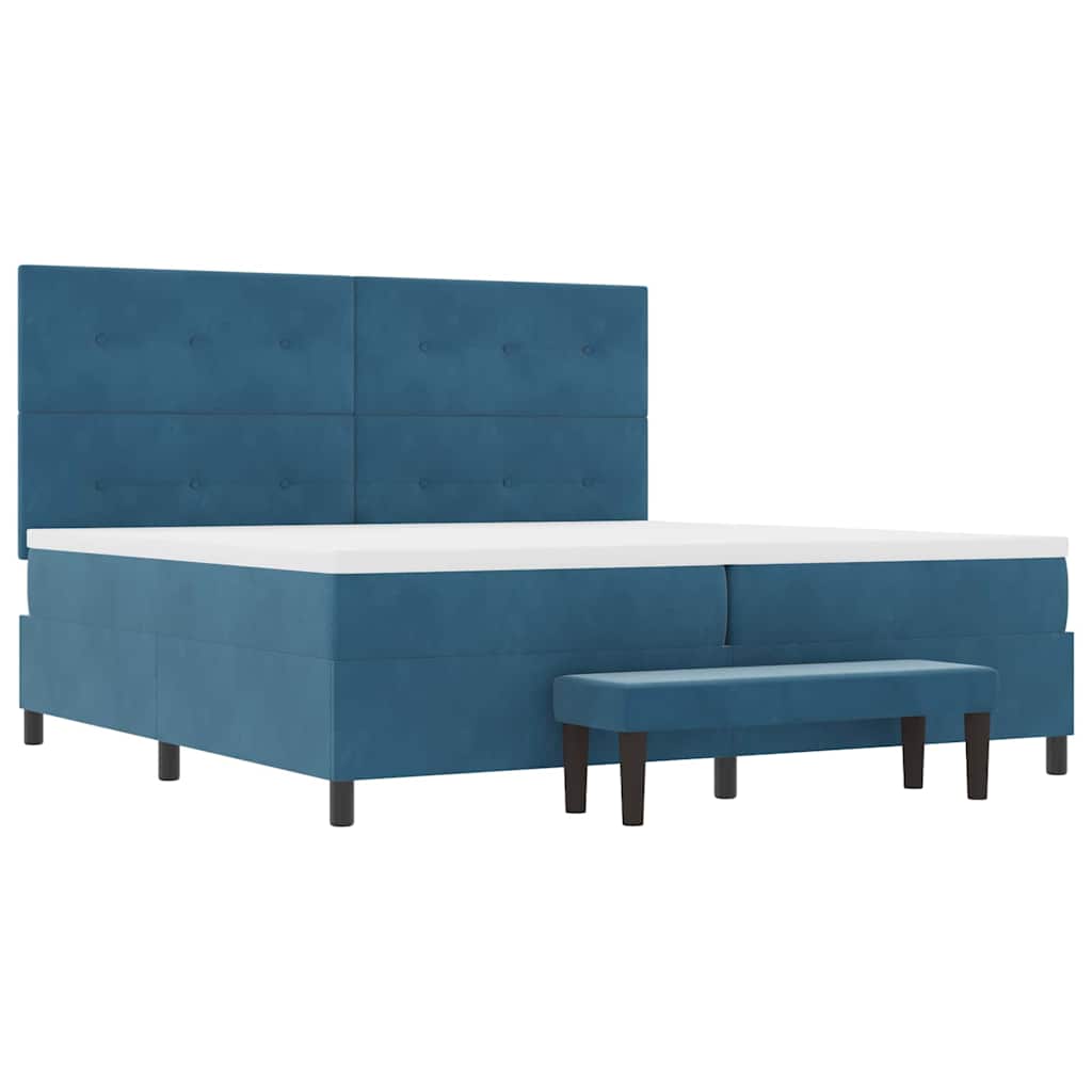 Box spring seng med madras Mørkeblå 200 x 200 cm Fløjl