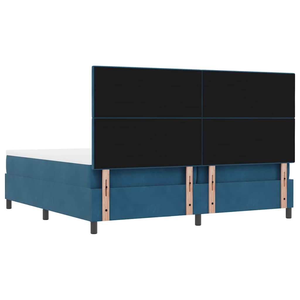 Box spring seng med madras Mørkeblå 200 x 200 cm Fløjl