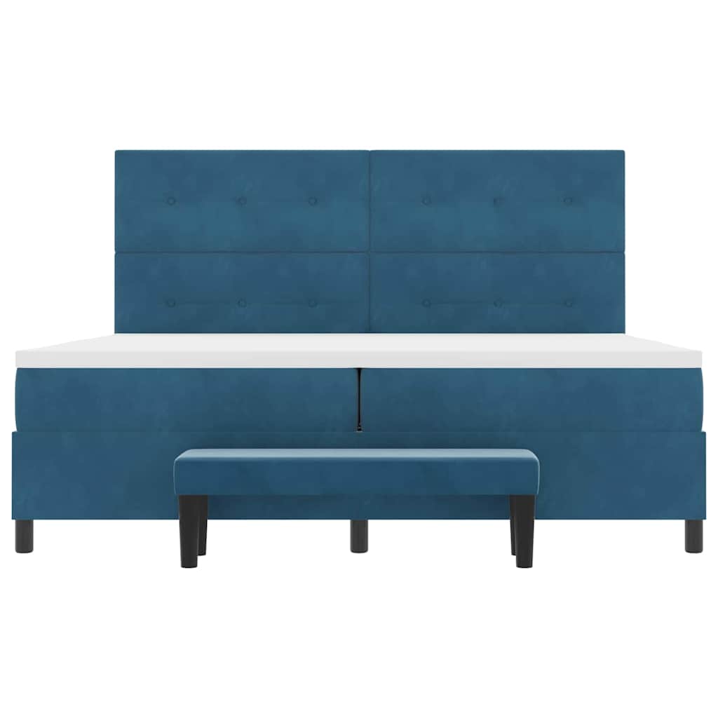 Box spring seng med madras Mørkeblå 200 x 200 cm Fløjl