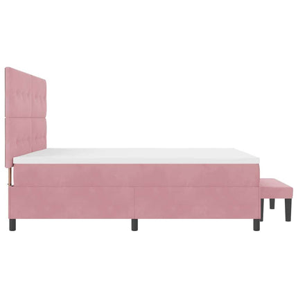 Box spring seng med hovedgærde Lyserød 200 x 200 cm Fløjl