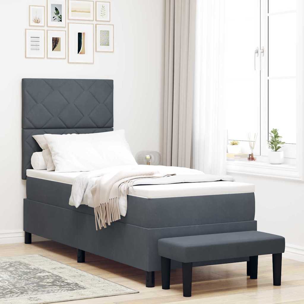 Box spring seng med hovedgrde Mrkegr 200 x 80 cm Fljl