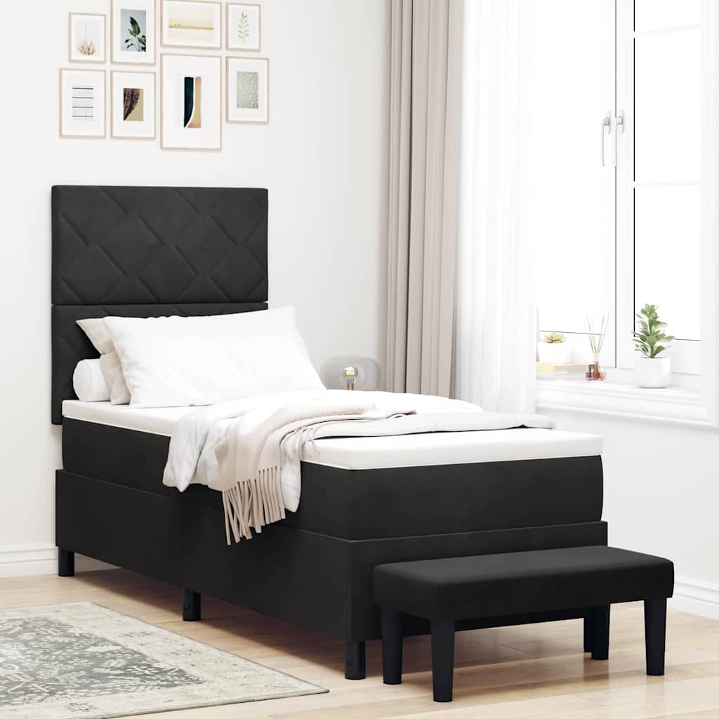 Box spring seng med hovedgrde Sort 200 x 80 cm Fljl