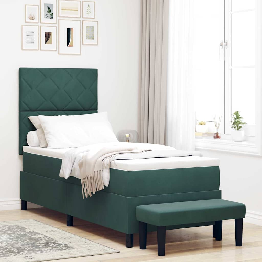 Box spring seng med hovedgrde Mrkegrn 200 x 80 cm Fljl