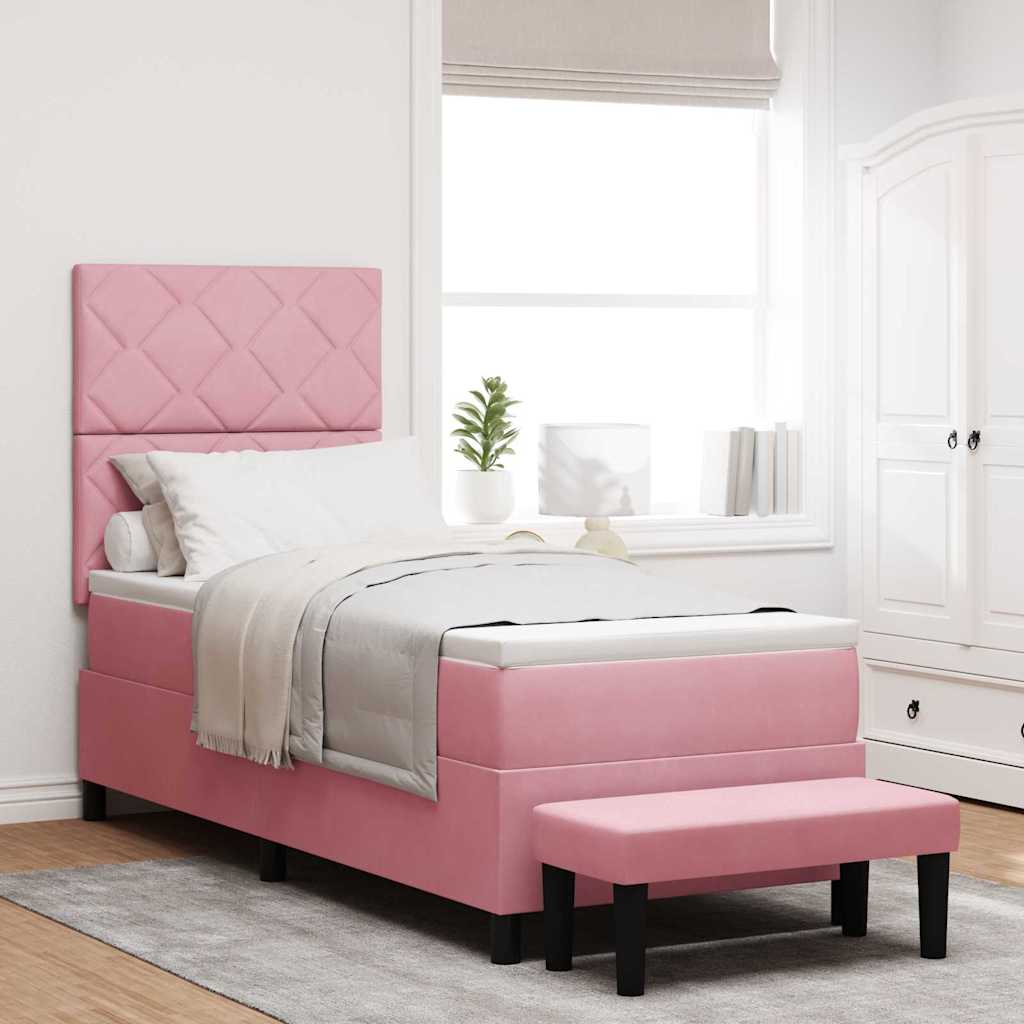 vidaXL Box spring seng med hovedgærde Lyserød 200 x 80 cm Fløjl