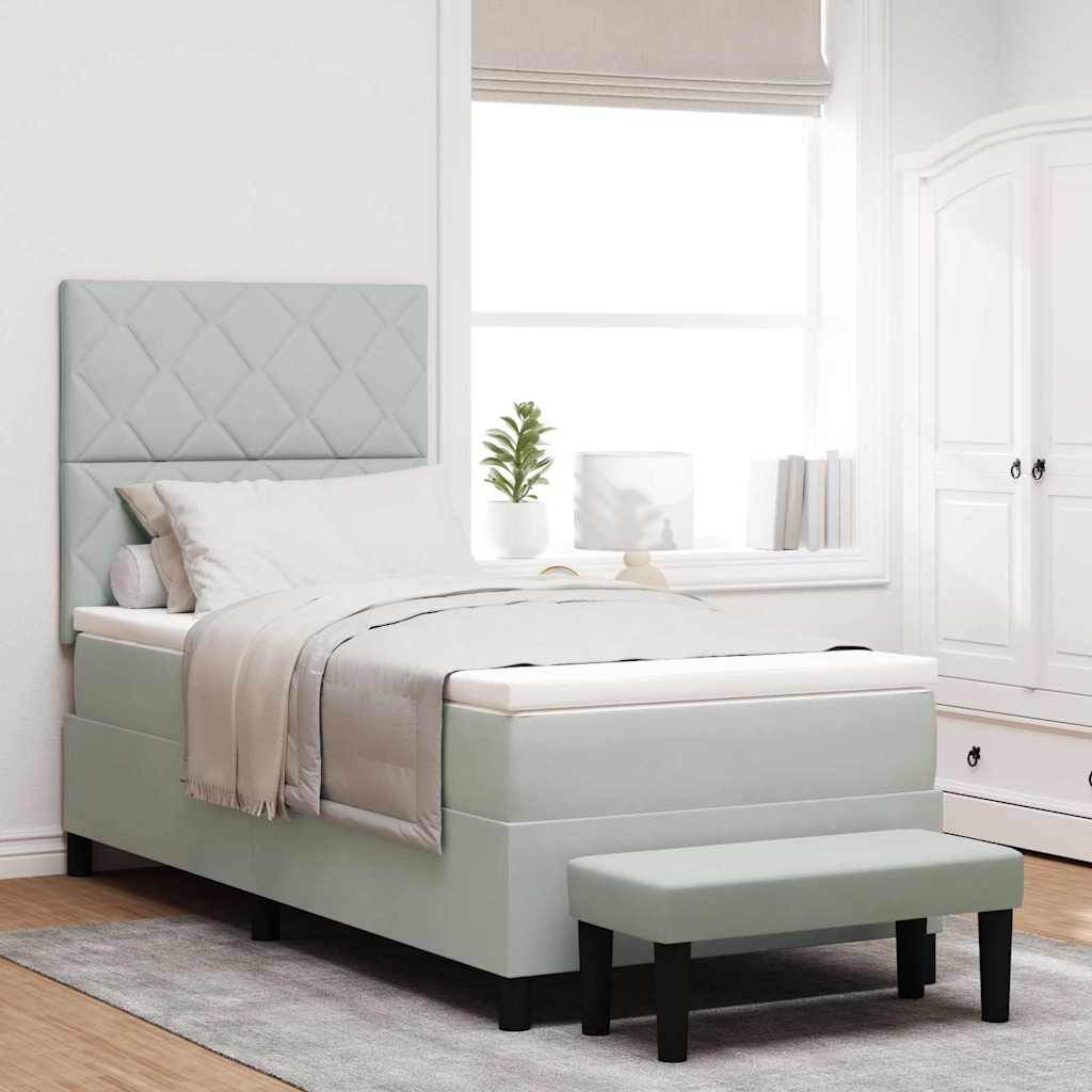 Box spring seng med hovedgærde Lysegrå 190 x 90 cm Fløjl