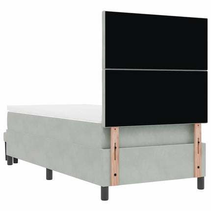 Box spring seng med hovedgærde Lysegrå 190 x 90 cm Fløjl