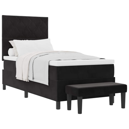 Box spring seng med hovedgærde Sort 190 x 90 cm Fløjl