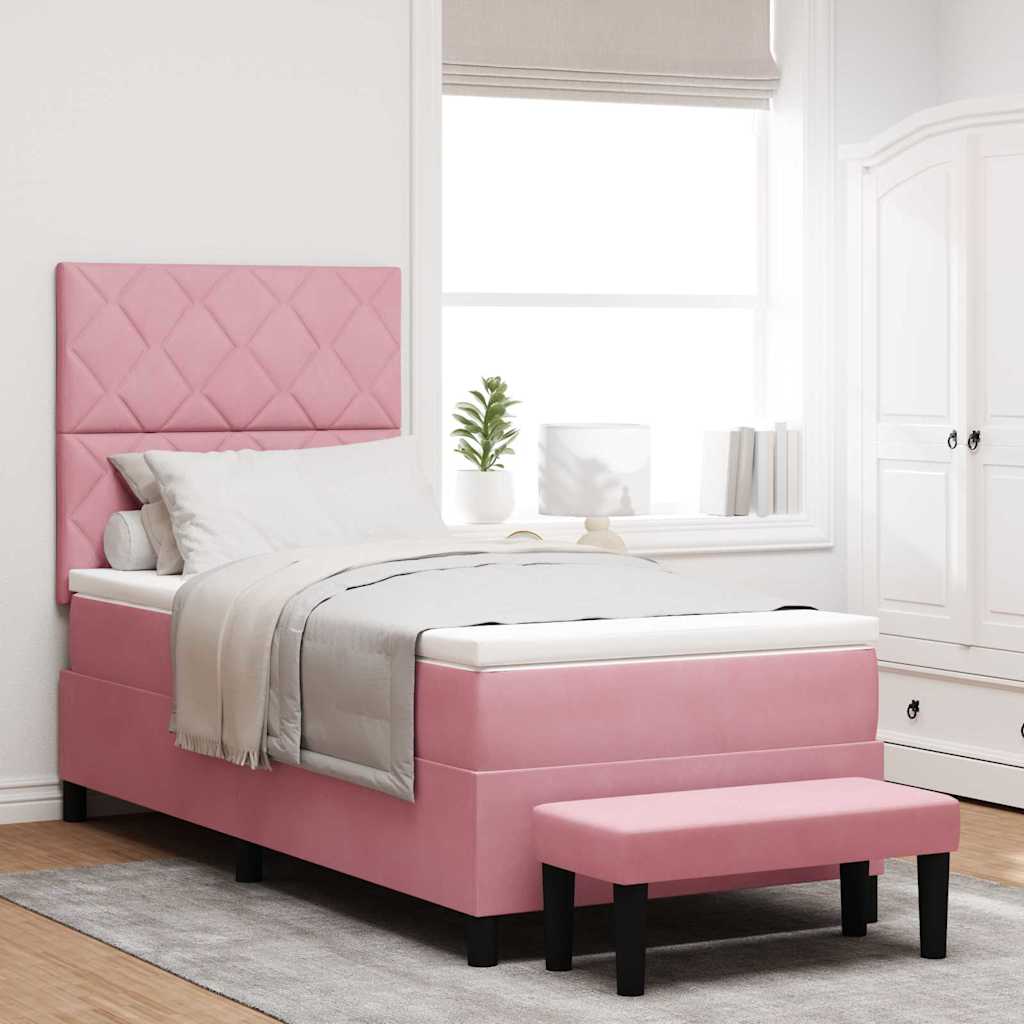 Box spring seng med hovedgrde Lyserd 190 x 90 cm Fljl