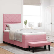 Box spring seng med hovedgærde Lyserød 190 x 90 cm Fløjl