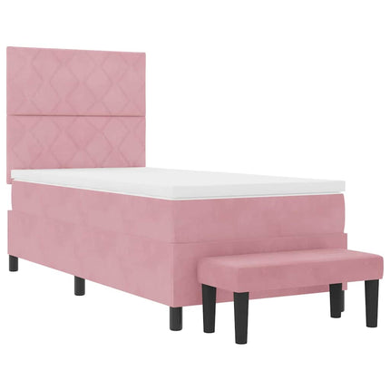Box spring seng med hovedgærde Lyserød 190 x 90 cm Fløjl