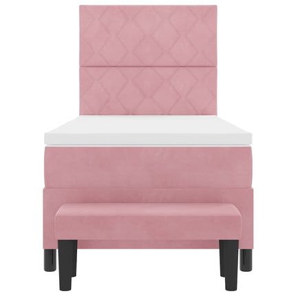 Box spring seng med hovedgærde Lyserød 190 x 90 cm Fløjl
