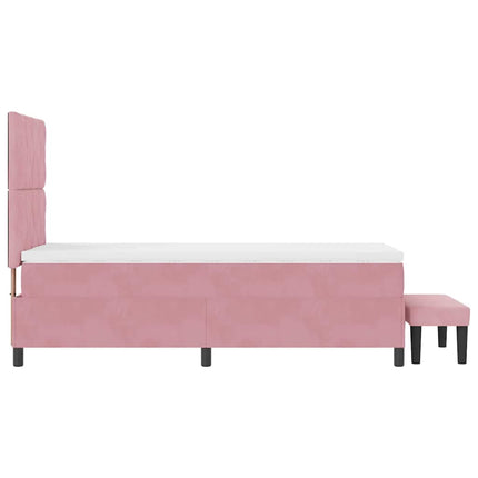 Box spring seng med hovedgærde Lyserød 190 x 90 cm Fløjl