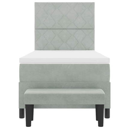 Box spring seng med hovedgærde Lysegrå 200 x 90 cm Fløjl