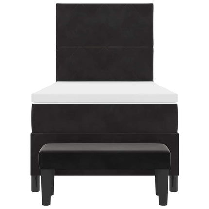 Box spring seng med hovedgærde Sort 200 x 90 cm Fløjl