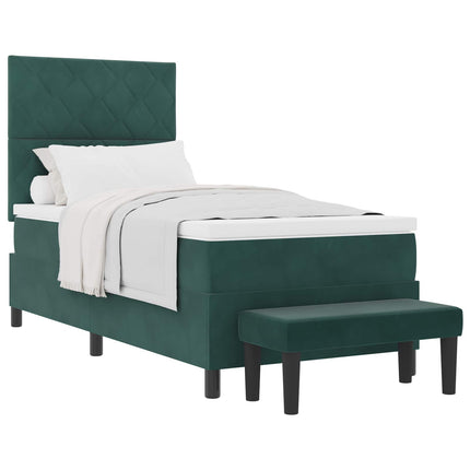 Box spring seng med hovedgærde Mørkegrøn 200 x 100 cm Fløjl