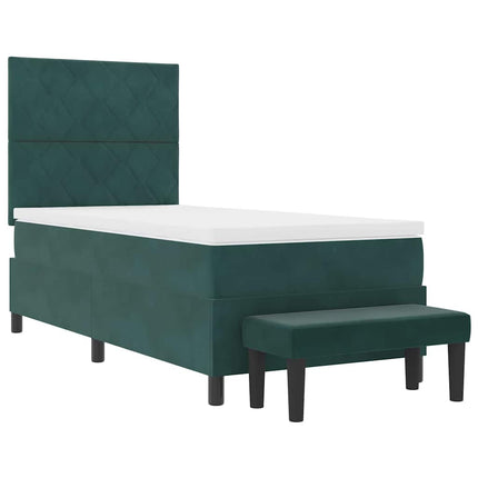 Box spring seng med hovedgærde Mørkegrøn 200 x 100 cm Fløjl