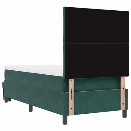 Box spring seng med hovedgærde Mørkegrøn 200 x 100 cm Fløjl
