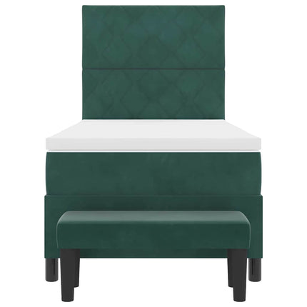 Box spring seng med hovedgærde Mørkegrøn 200 x 100 cm Fløjl