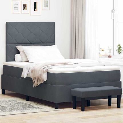 Box spring seng med hovedgærde Mørkegrå 190 x 120 cm Fløjl